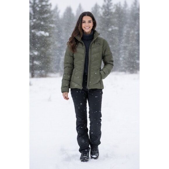 NWT The North Face Green Goose Down Puffer Jacket • Athleisure Winter Casual XS - Picture 1 of 16